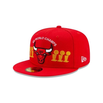 Black Chicago Bulls Hat - New Era NBA Championship Trophy 59FIFTY Fitted Caps USA9651327